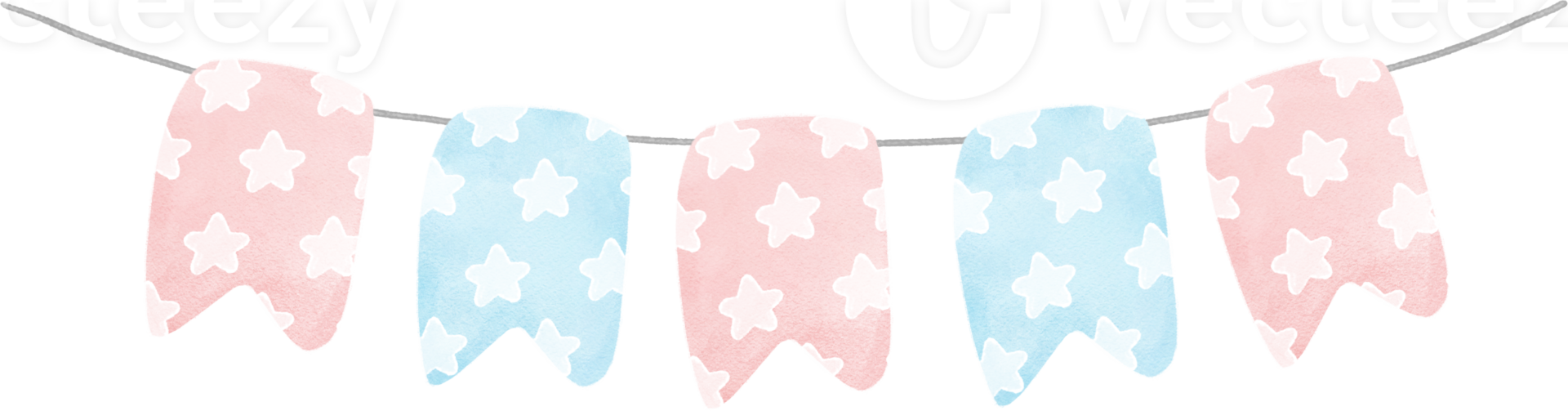 cute pastel flag watercolor party garland star banner png