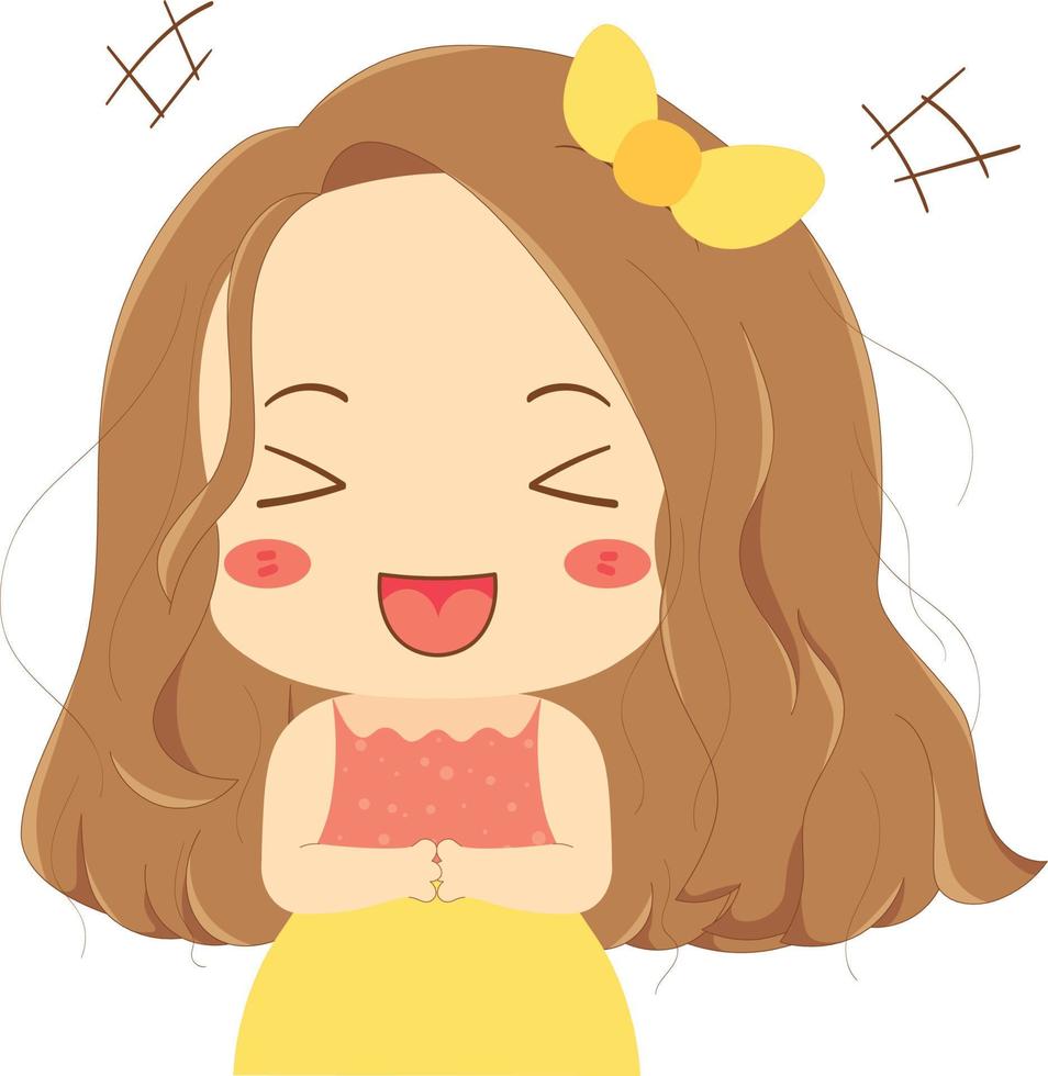 Cute Girl Rolling on the Floor Laughing Cartoon Illustration vector