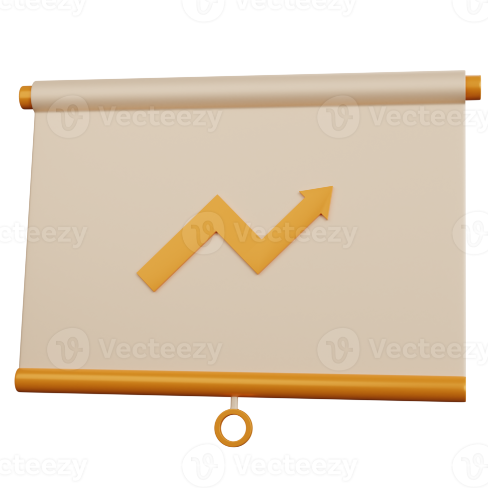 3d rendering Illustrations presentation with up arrow graphic isolated png