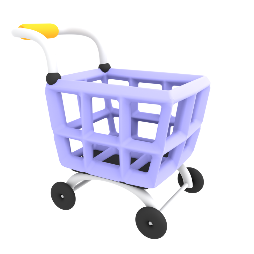 Ecommerce icon empty shopping cart 3d illustration png