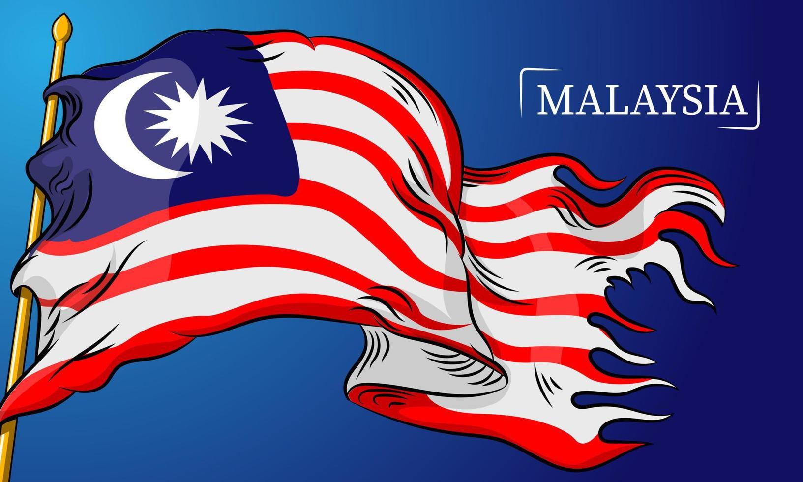 Amazing malaysia flag background vector with line style