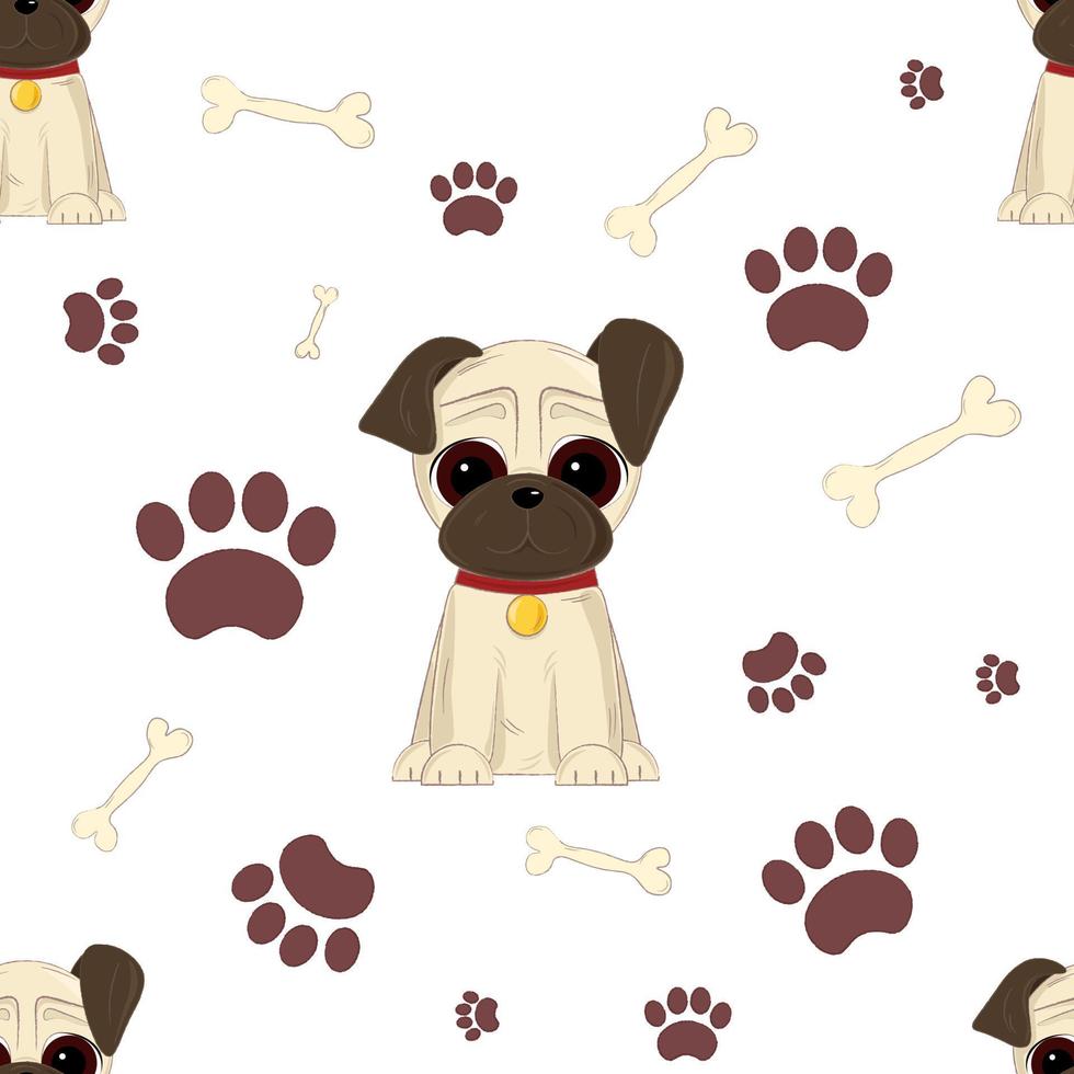 pattern with dog paws and bone vector