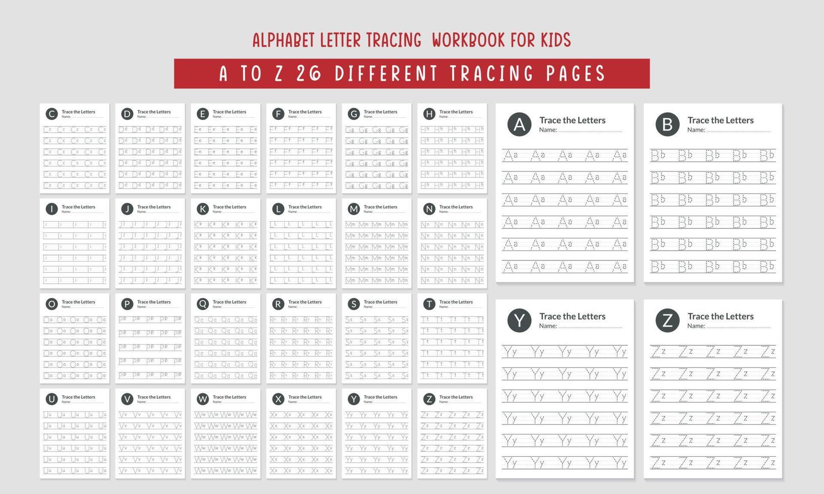 Alphabet Letter Tracing Workbook Interior Design vector