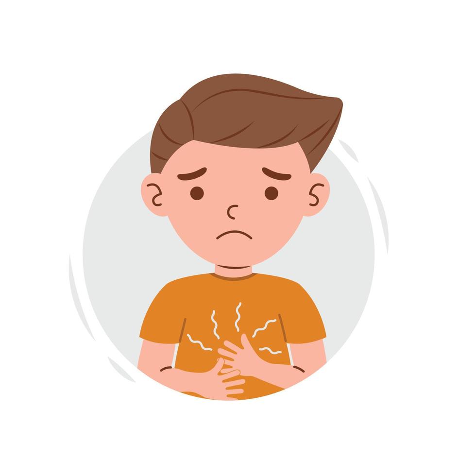 Flu disease and symptom on kid boy character vector illustration