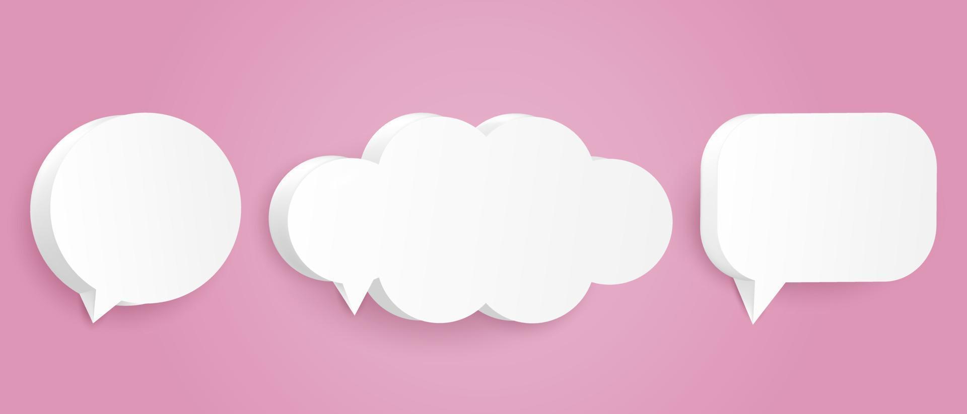 Vector empty paper speech bubble. Realistic 3D illustration. Template for your design.