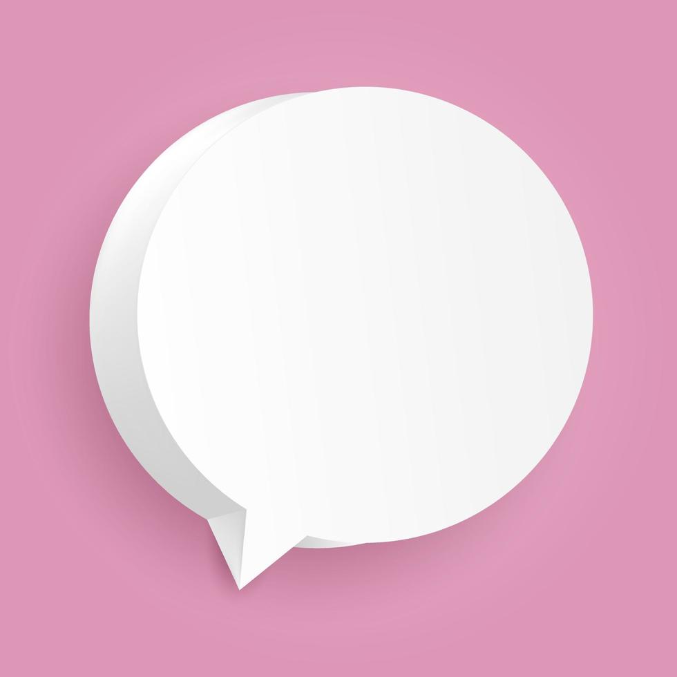 Vector empty paper speech bubble. Realistic 3D illustration. Template for your design.