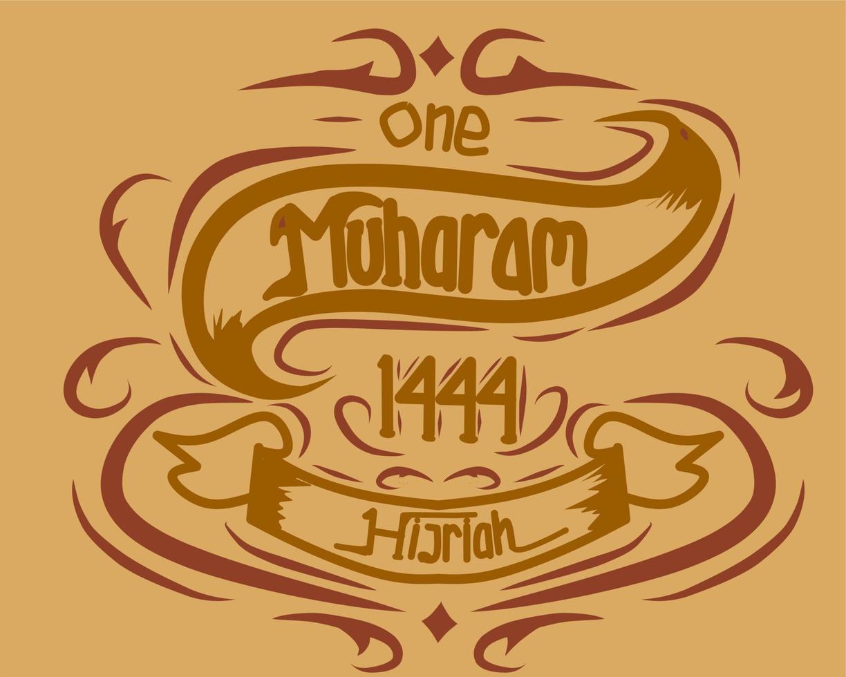 Lettering congratulations on the Islamic New Year in the month of Muharram vector