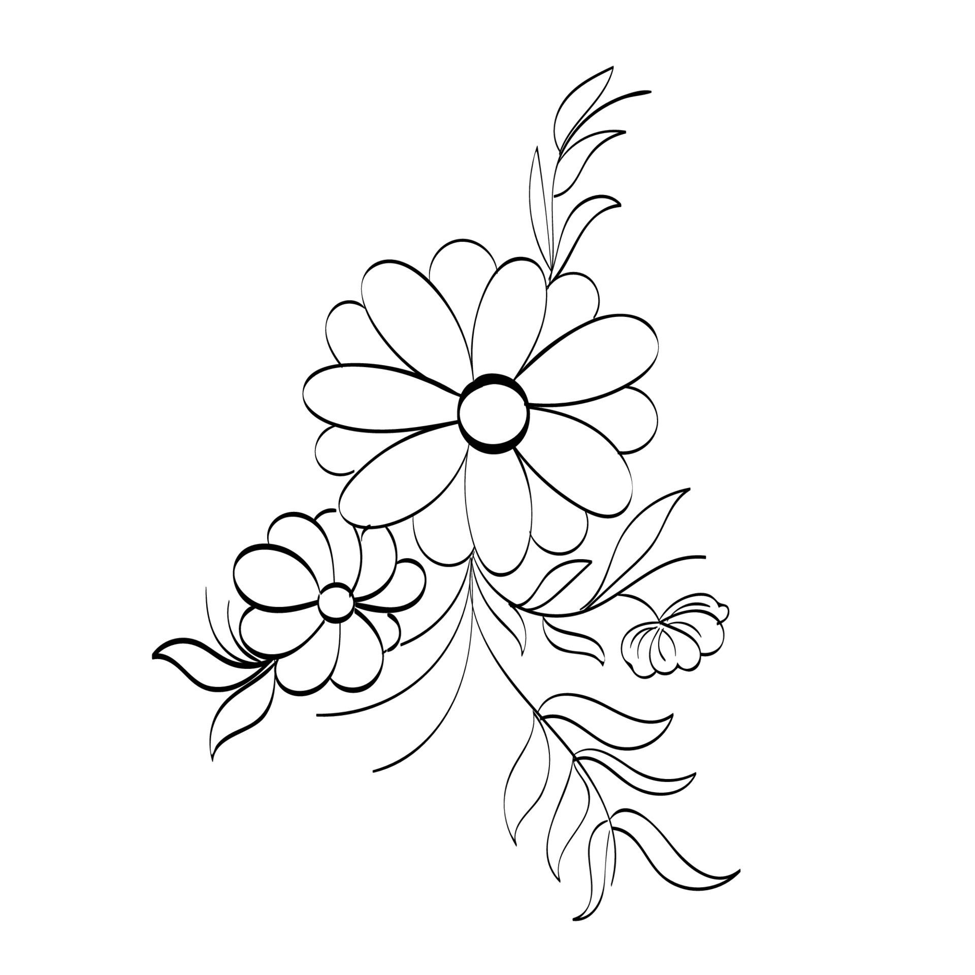 Flowers Drawing Illustrations Png File  Flower Design For Embroidery  Transparent Png  vhv
