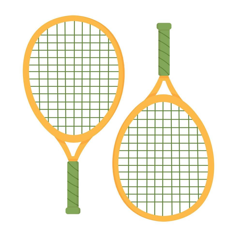 Rackets for playing badminton. Flat doodle clipart. All objects are repainted. vector