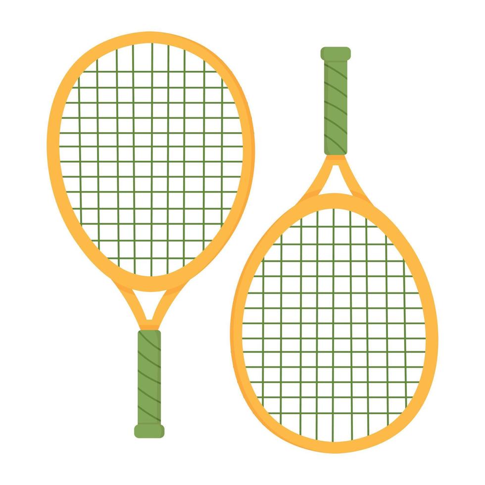 Rackets for playing badminton. Flat doodle clipart. All objects are repainted. vector