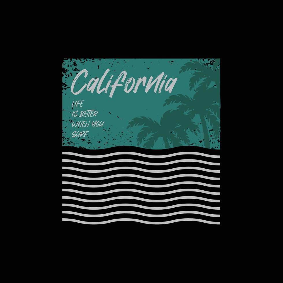 diseño de camiseta de vector de tipografía de ilustración de california