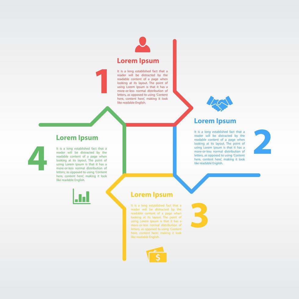 Infographic design template with business concept vector illustration with 4 steps or options or processes represent work flow or diagram