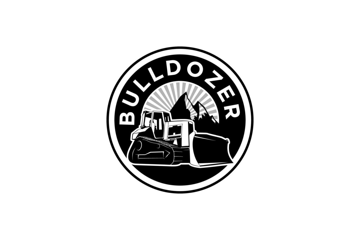 Bulldozer logo template vector. Heavy equipment logo vector for construction company. Creative excavator illustration for logo template.