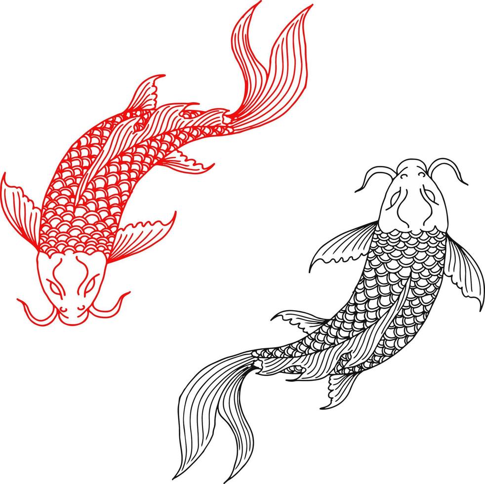 Design Vector Asian Gold Fish Outline 11996450 Vector Art at Vecteezy