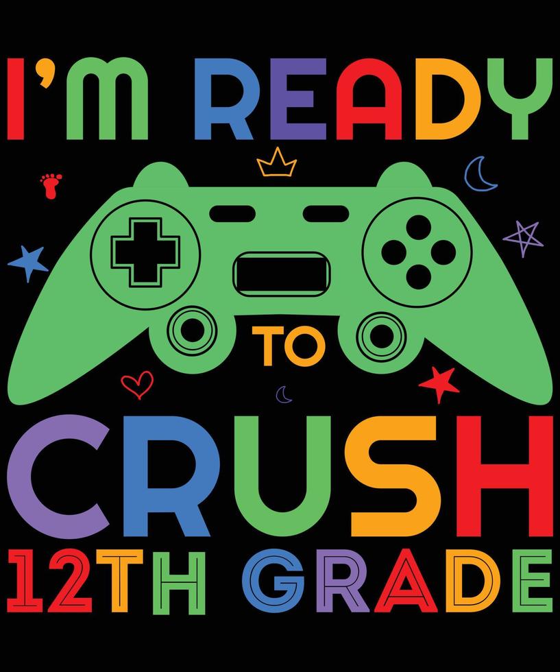 Back to school gaming t shirt design vector