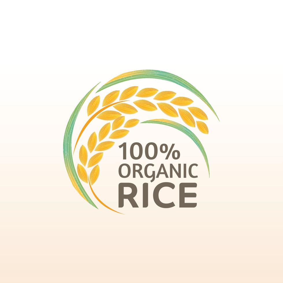 diseño de vector de logotipo de banner de producto natural orgánico premium de arroz paddy