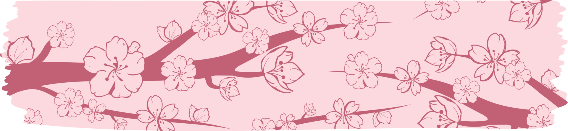 Washi tape with sakura or cherry blossom pattern, Washi tape sakura design illustration png