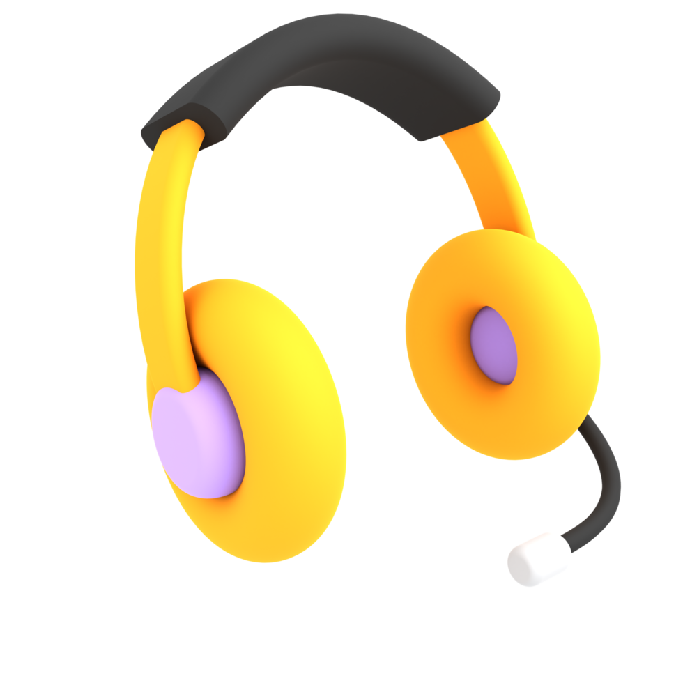3d yellow headphone illustration ecommerce icon png