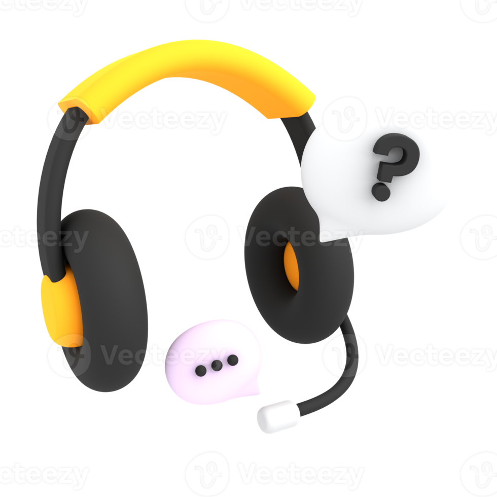 Atendimento ao cliente 3D com discurso de bolha e ilustração de comércio eletrônico de ícone de ponto de interrogação png