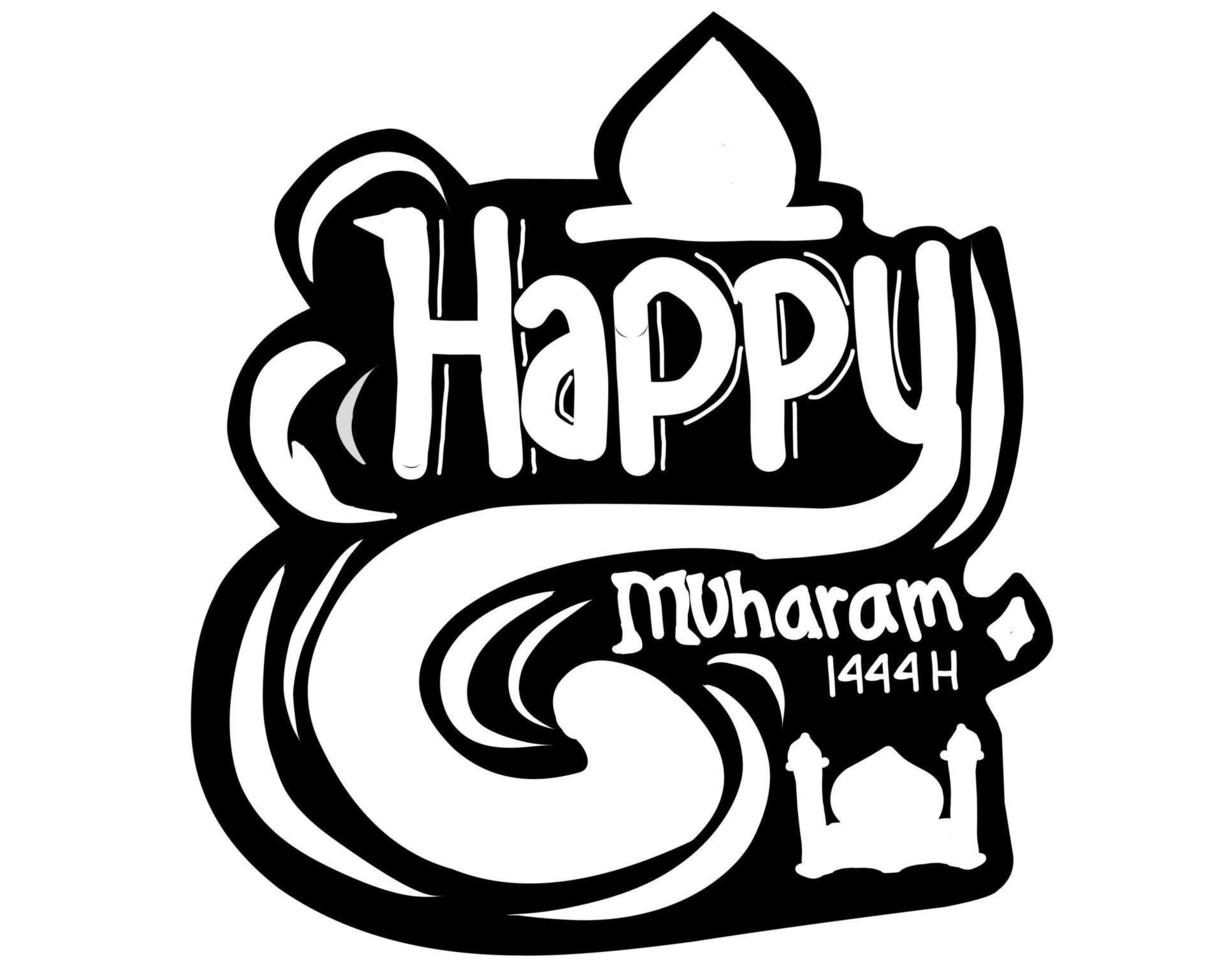 Lettering congratulations on the Islamic New Year in the month of Muharram vector