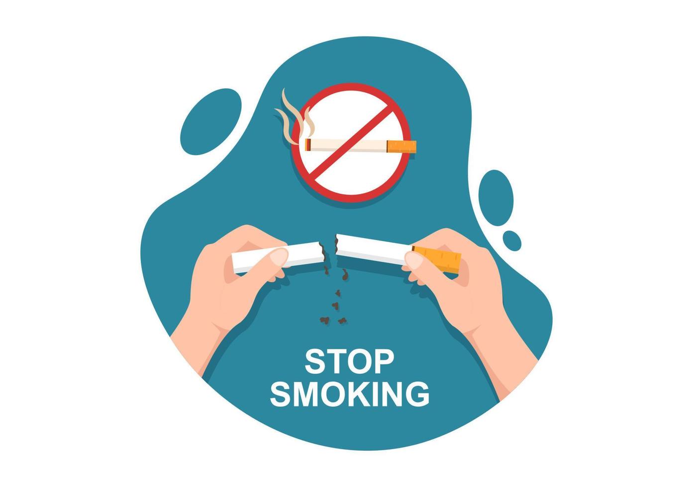 Stop Smoking or No Cigarettes for Fight Against Unhealthy Smoker Habit, Medical and as an Early Warning in Flat Cartoon Illustration vector