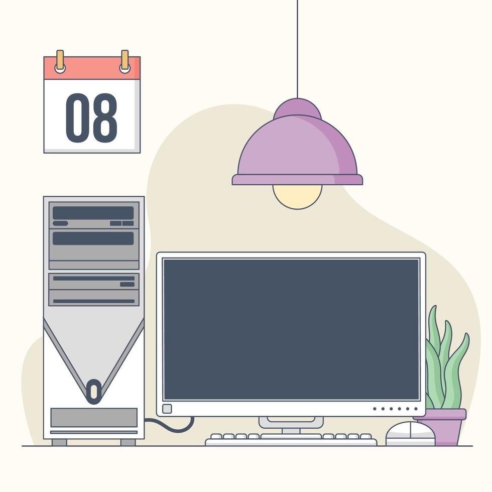 Personal computer cartoon vector flat design