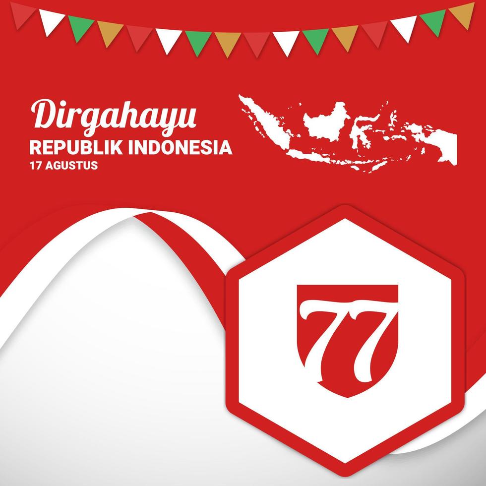 Independence Day Republic Of Indonesia. Dirgahayu Kemerdekaan.  Illustration Banner, Poster Design vector