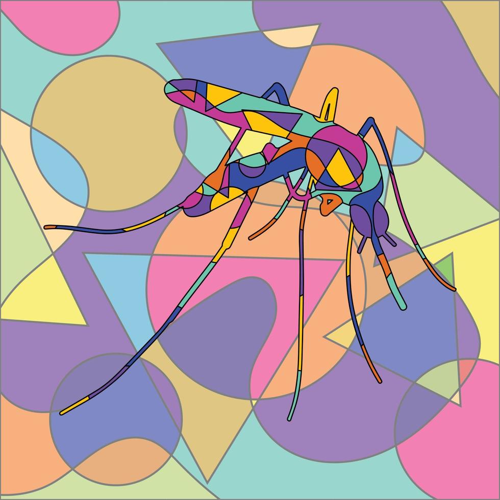 abstract colorful insects design cubism surrealism style premium vector