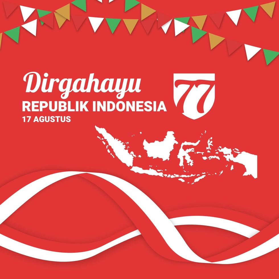 Independence Day Republic Of Indonesia. Dirgahayu Kemerdekaan.  Illustration Banner, Poster Design vector