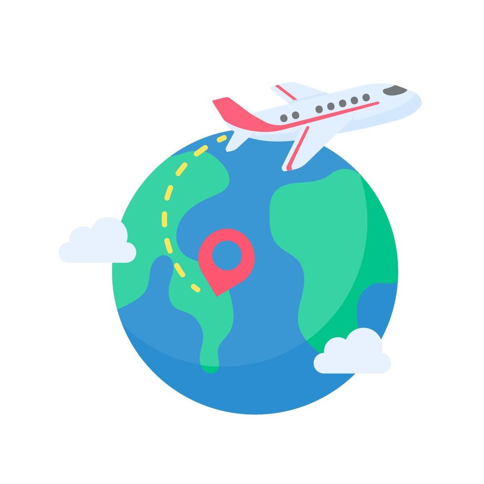 The world map is pinned to plan travel by international airlines. with luggage and plane tickets vector