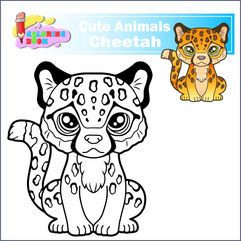 cute little cheetah coloring book vector