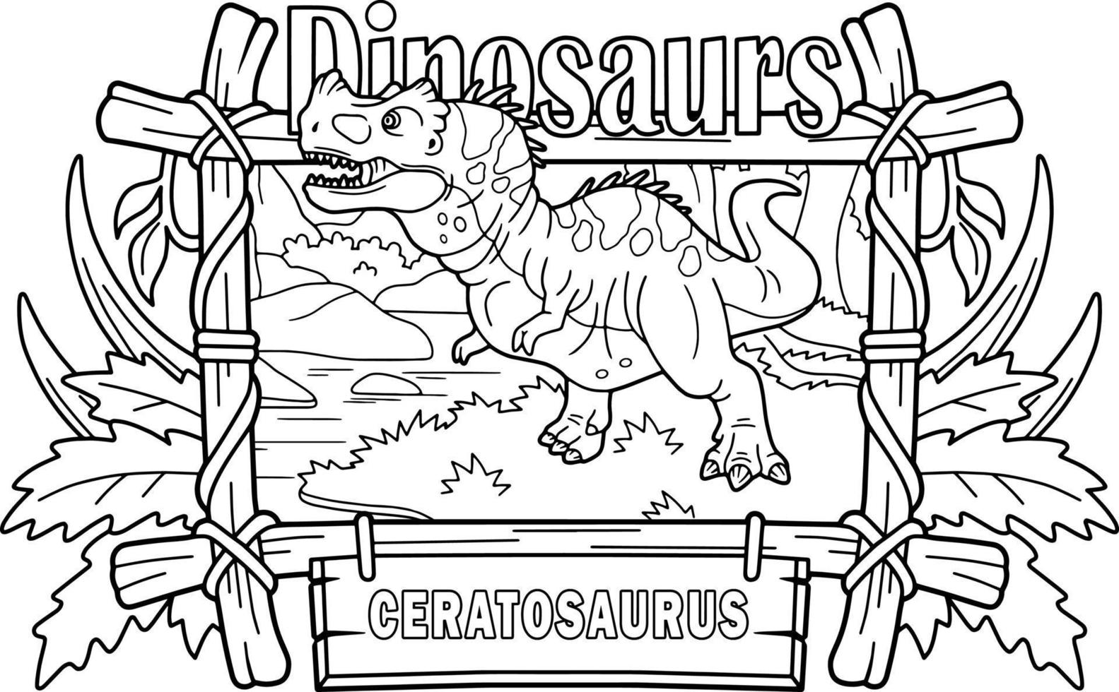libro para colorear dinosaurio carnotaurus vector