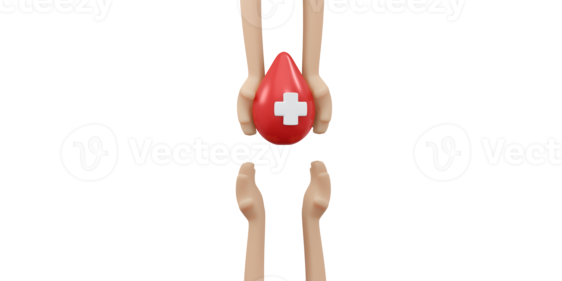 3D rendering of hand holding blod drop concept of blood organ donation png