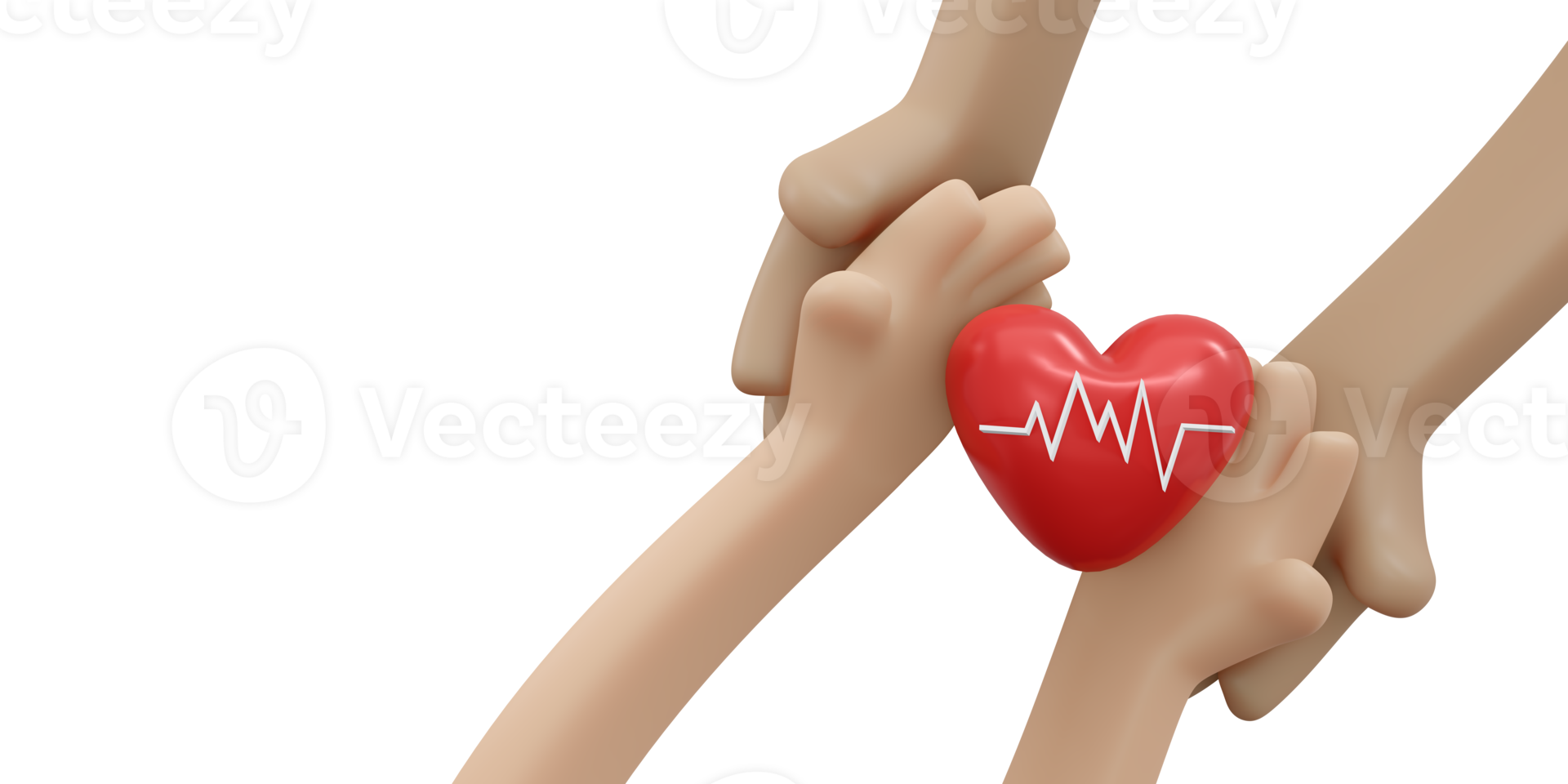 3D rendering of hand holding heart concept of blood organ donation png