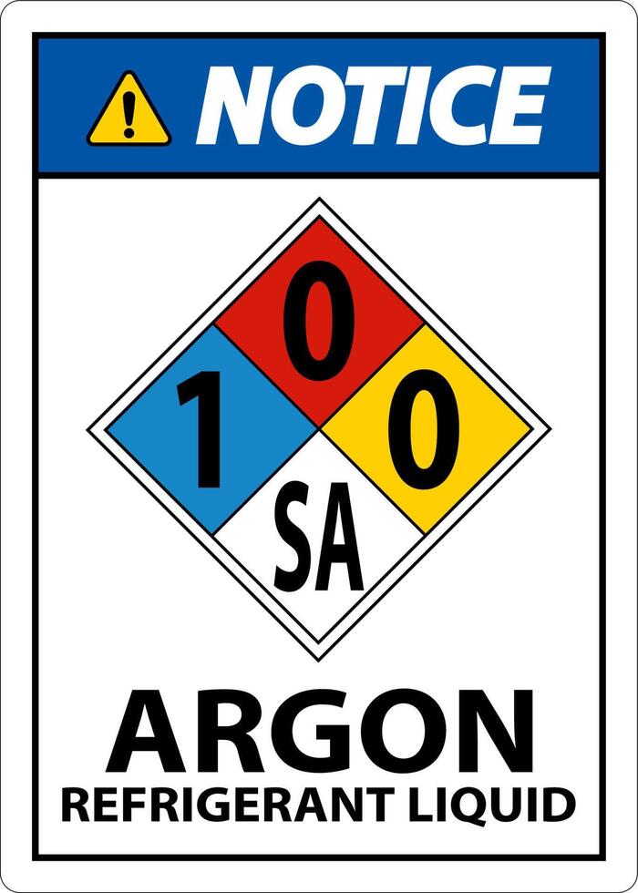 NFPA Notice Argon Refrigerant Liquid 1-0-0-SA Sign vector