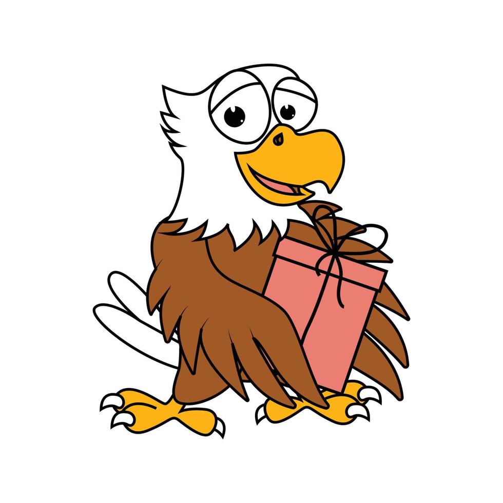 cute eagle animal cartoon vector