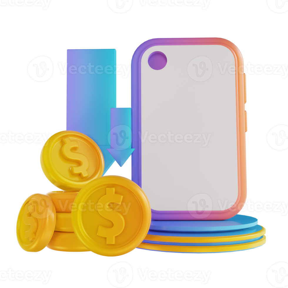 3D illustration colorful mobile money withdrawal png