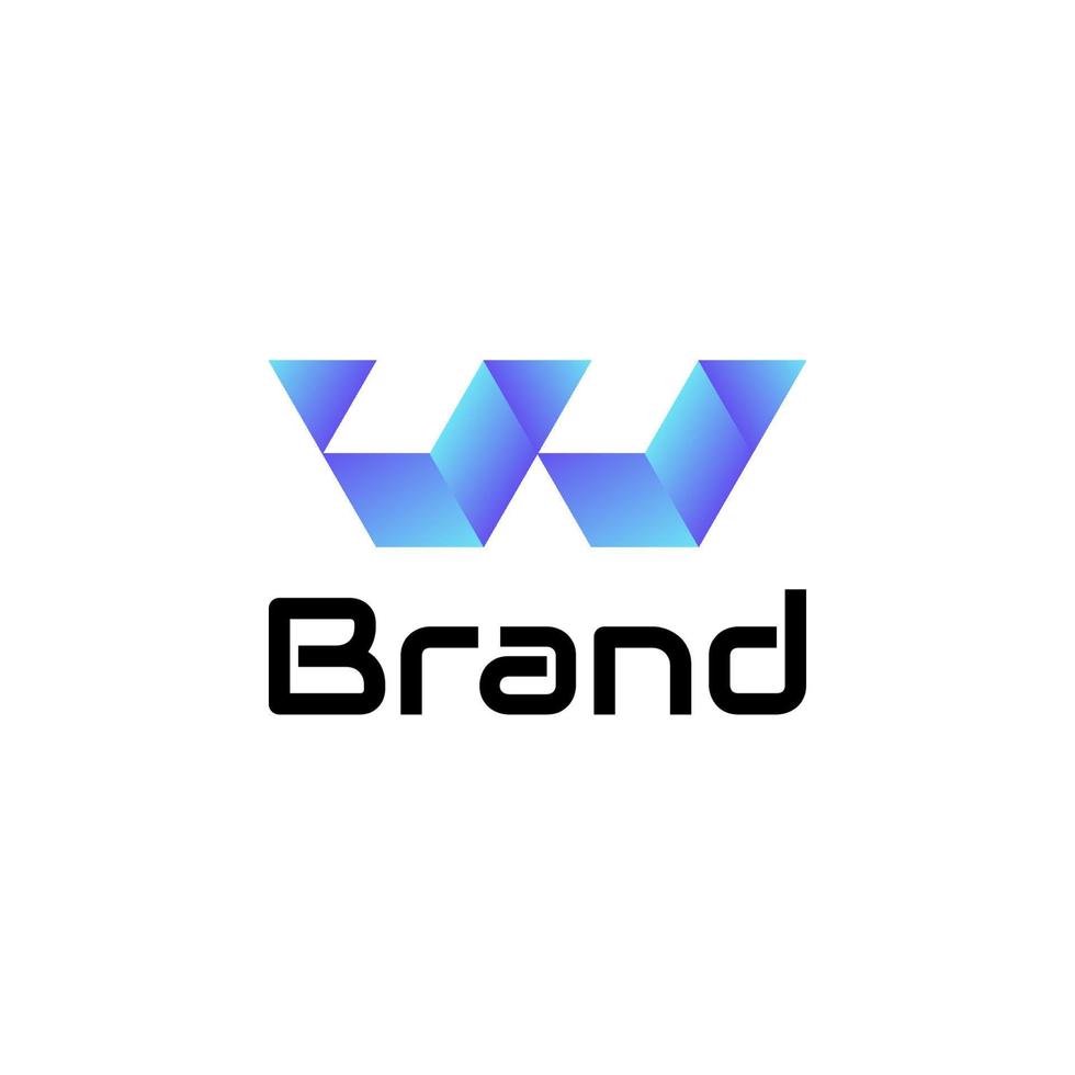Initial Letter w 3d gradient colorful Logo vector