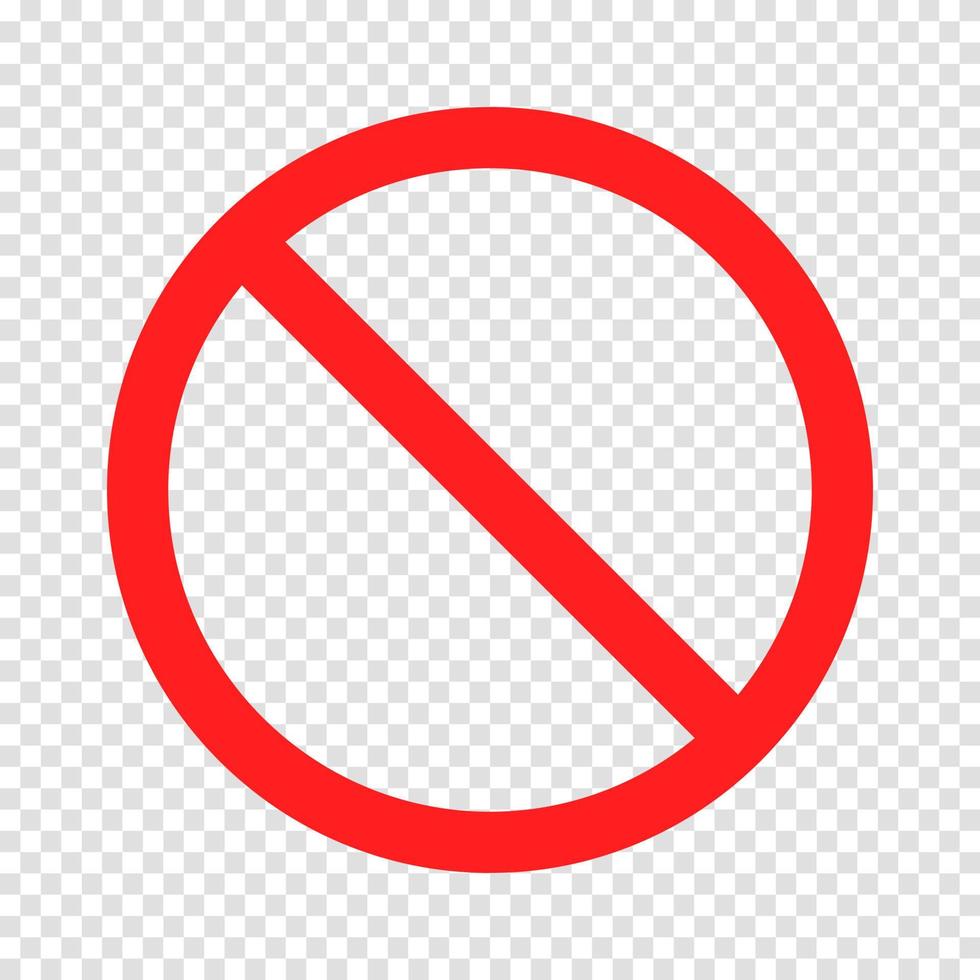 Prohibition symbol. Warning is prohibited from entering. Circle red warning icon. Not allowed Sign. Illustration of traffic sign in flat style. Vector illustration