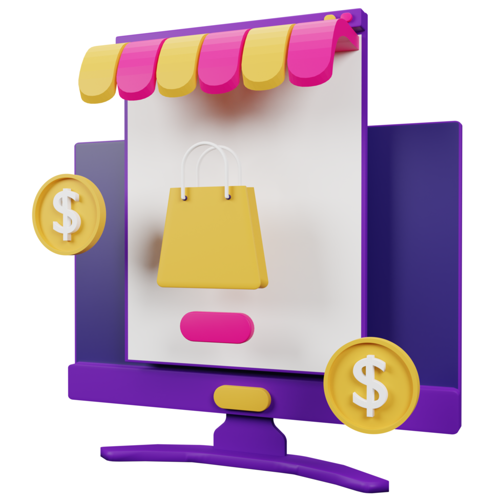 Online Shop 3D Icon Illustration for your website, user interface, and presentation. 3D render Illustration. png