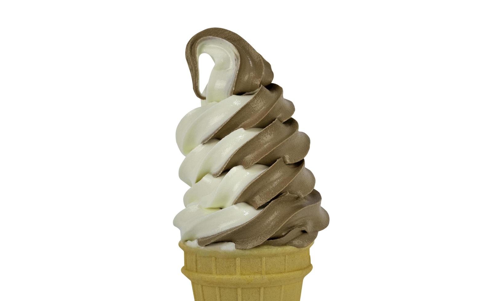 Ice cream in a wafer on a white background photo