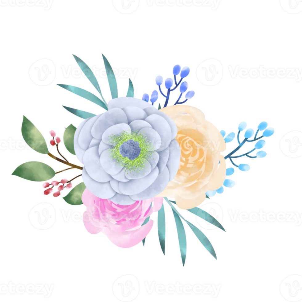 bouquet de fleurs aquarelle png