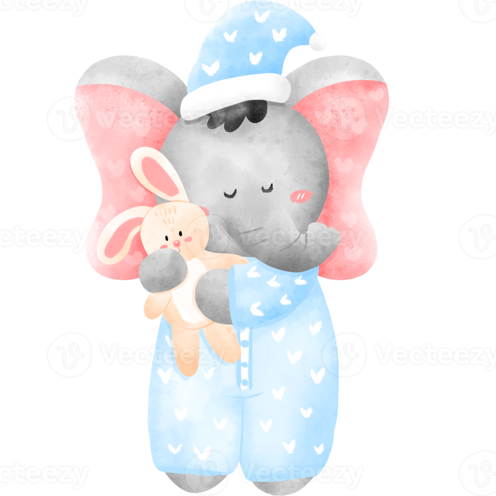 Watercolor cute elephant png