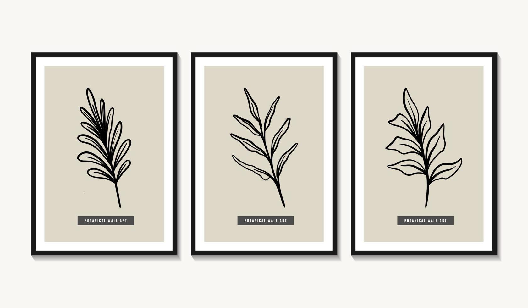 Set of modern line botanical prints in wall art decor frame design vector