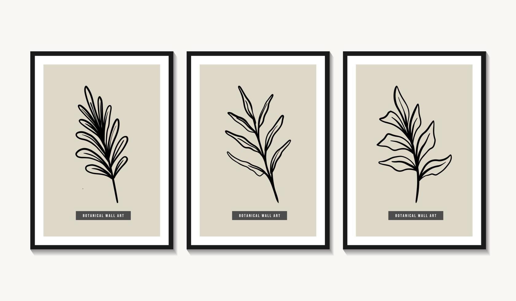 Set of modern line botanical prints in wall art decor frame design vector