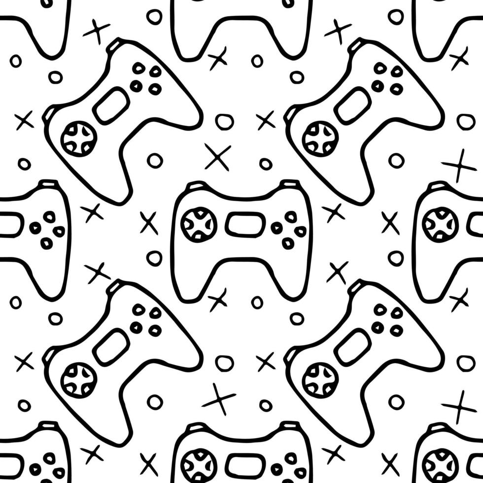 Pattern with gamepad icons. Seamless gaming pattern. vector