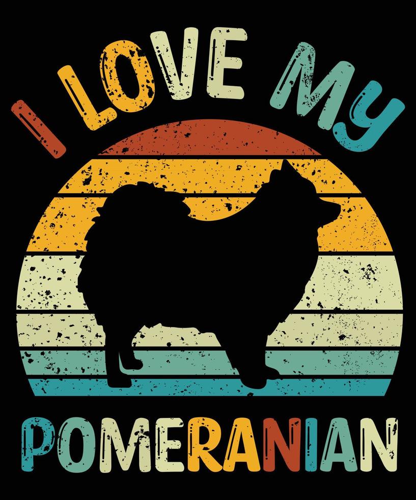 Retro Sunset Pomeranian Silhouette Tshirt Dog Lover Gifts Retro Sunset Pomeranian Silhouette Tshirt Dog Lover Gifts