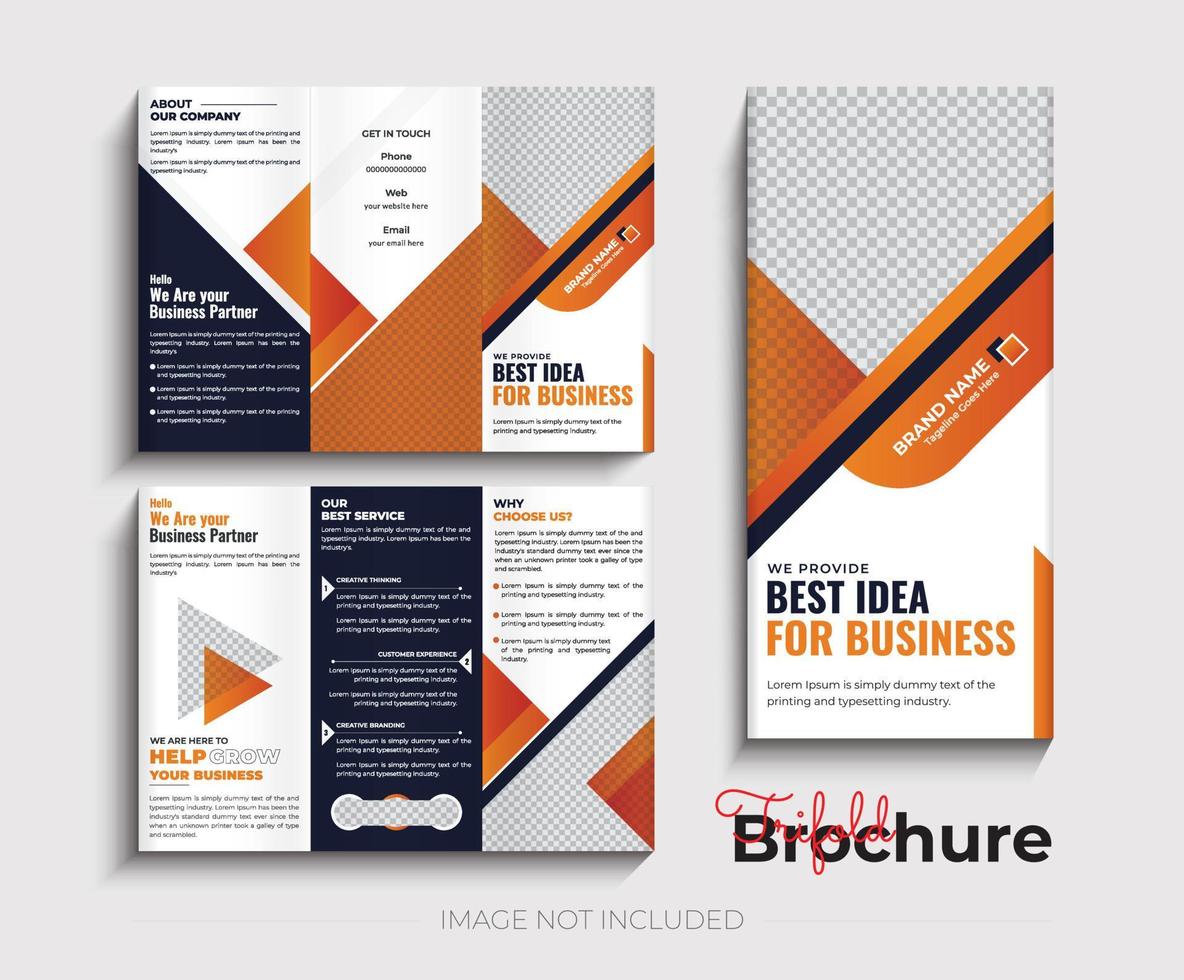 diseño de folleto amarillo tríptico con formas cuadradas y abstractas, plantilla de negocio corporativo vector
