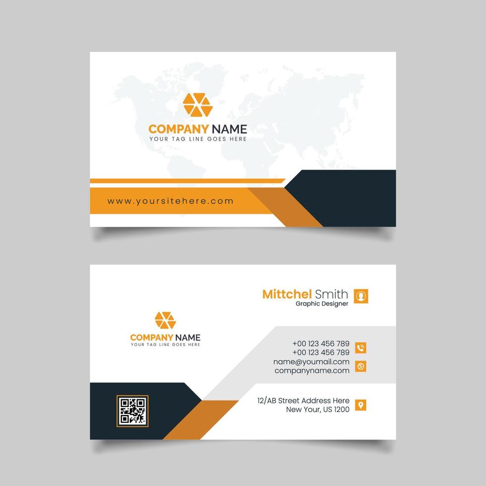 Modern Professional and Clean Business Card Design Vector Templat