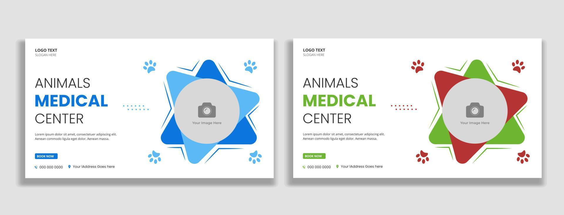 miniatura del centro médico de animales y plantilla de banner web vector